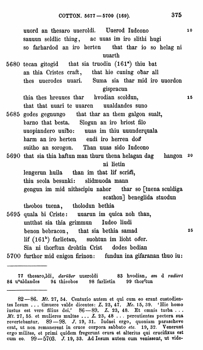 HELIAND herausgegeben von Eduard Sievers (1878) p.  375.