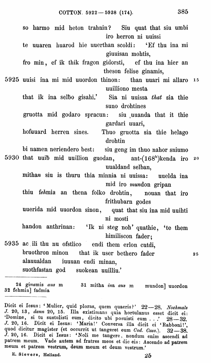 HELIAND herausgegeben von Eduard Sievers (1878) p.  385.