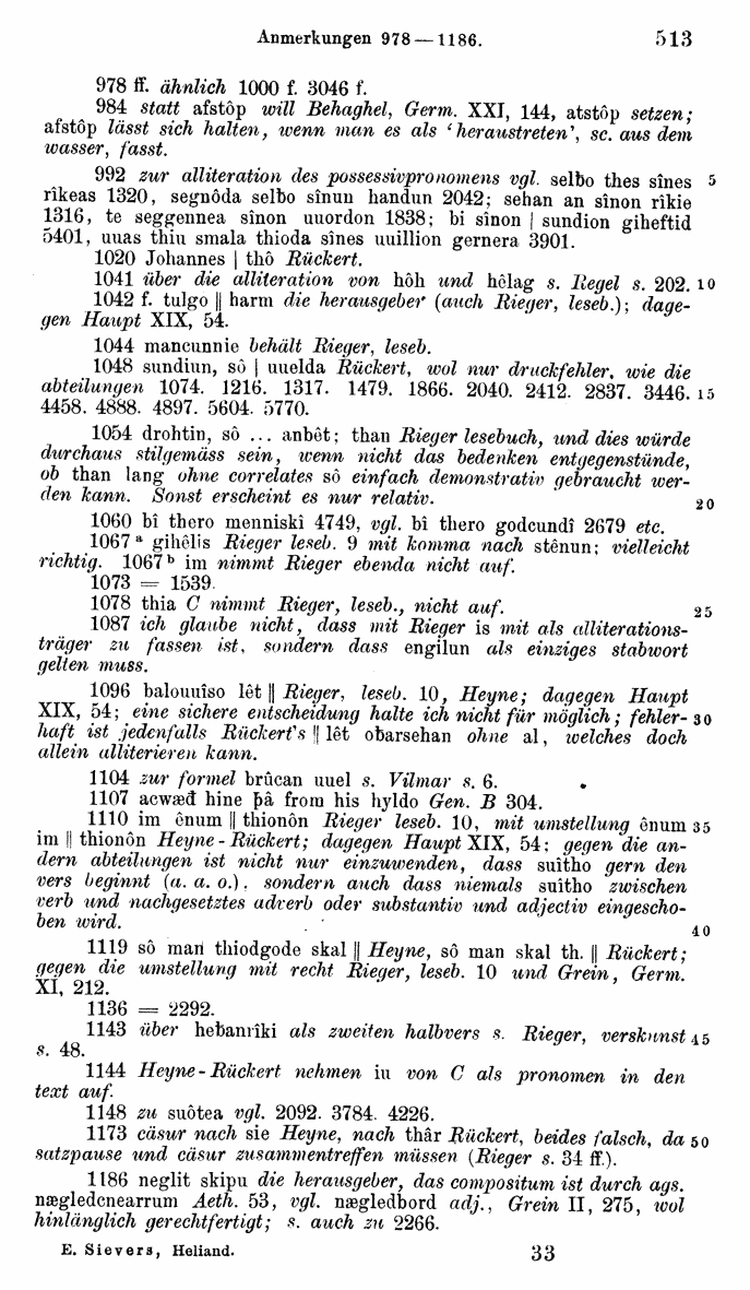 HELIAND herausgegeben von Eduard Sievers (1878) p.  513.