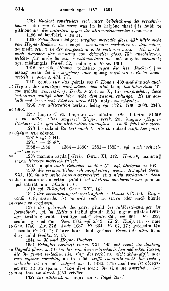 HELIAND herausgegeben von Eduard Sievers (1878) p.  514.