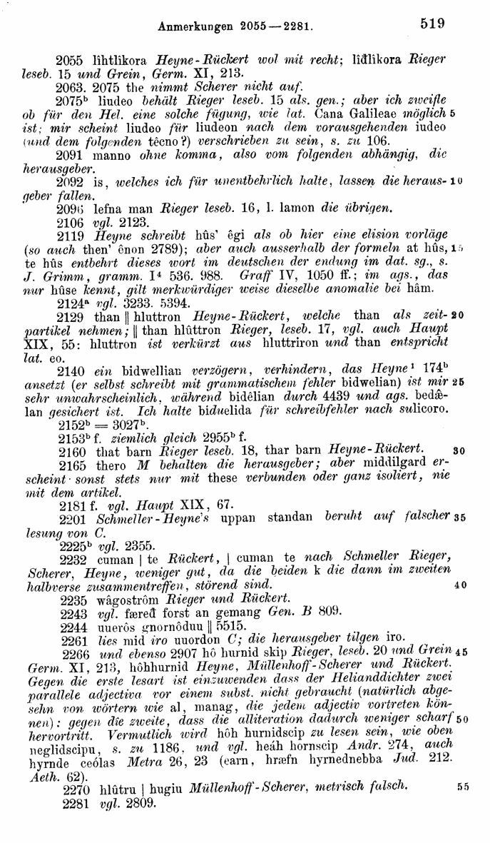 HELIAND herausgegeben von Eduard Sievers (1878) p.  519.