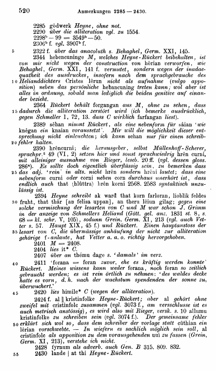 HELIAND herausgegeben von Eduard Sievers (1878) p.  520.
