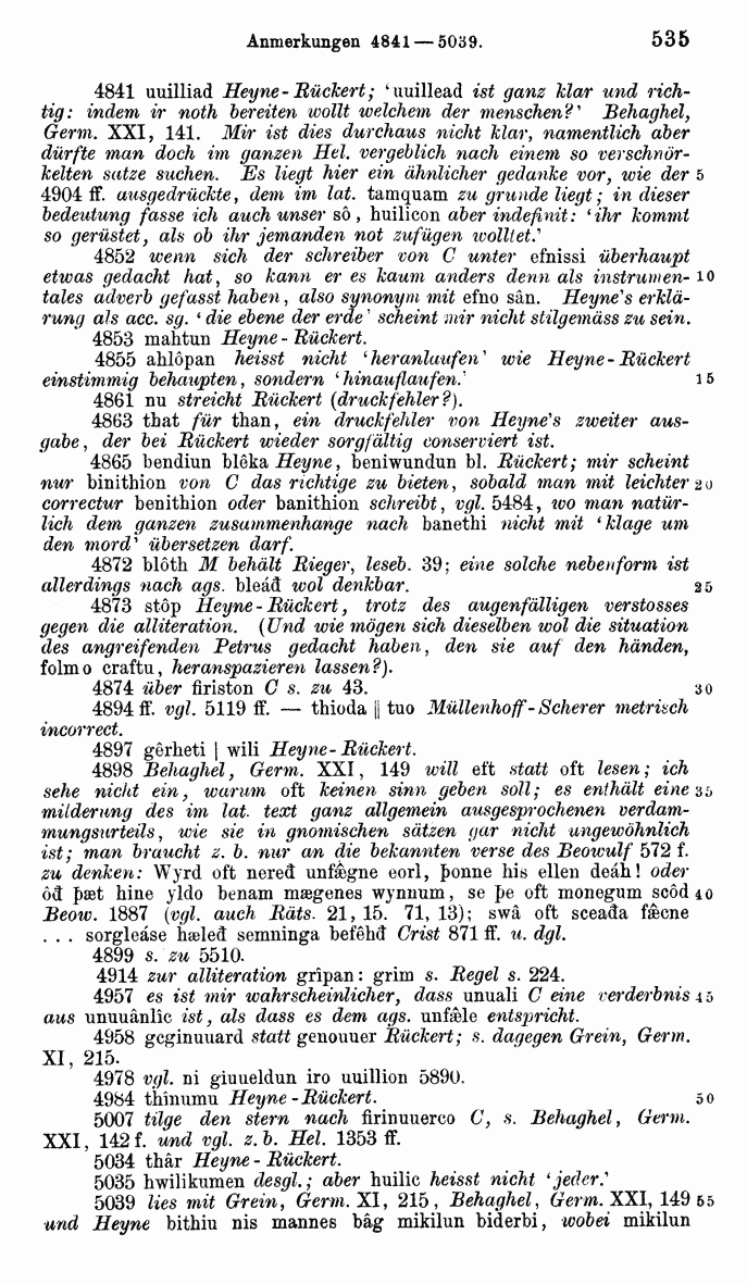HELIAND herausgegeben von Eduard Sievers (1878) p.  535.
