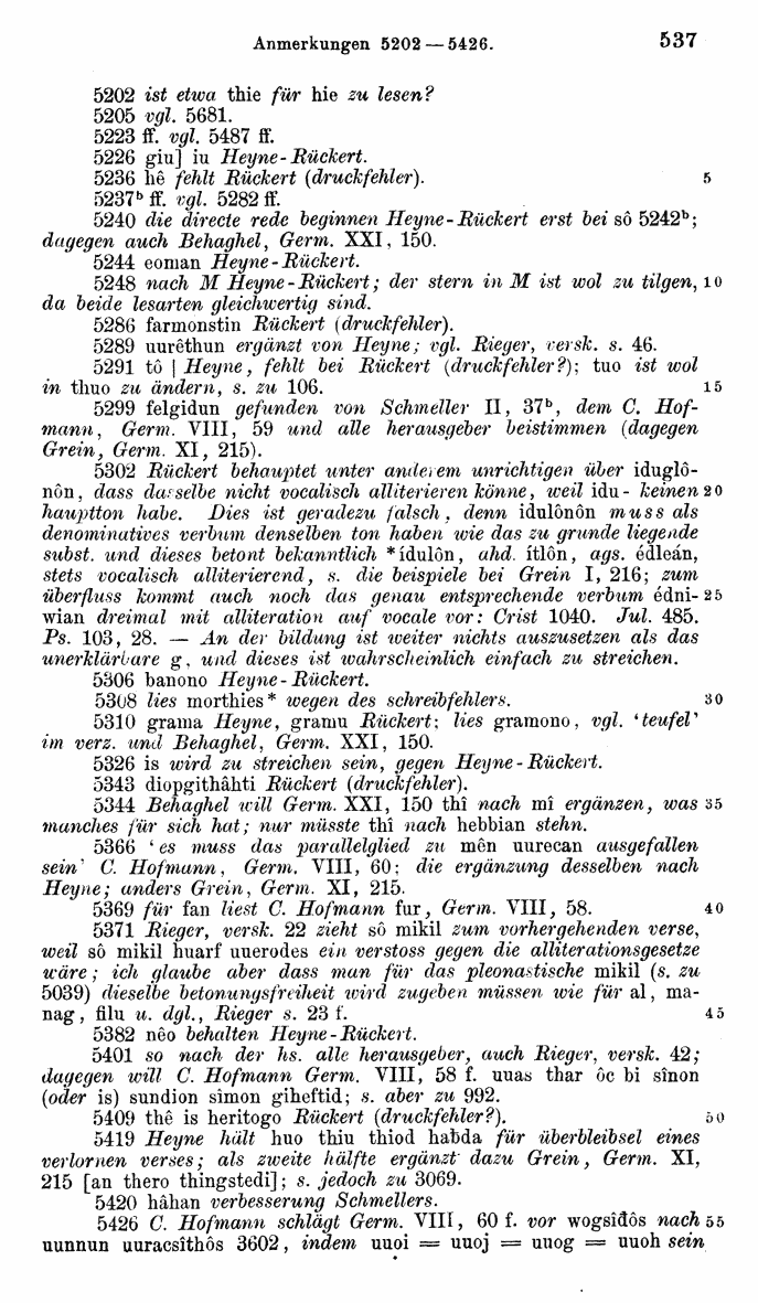 HELIAND herausgegeben von Eduard Sievers (1878) p.  537.
