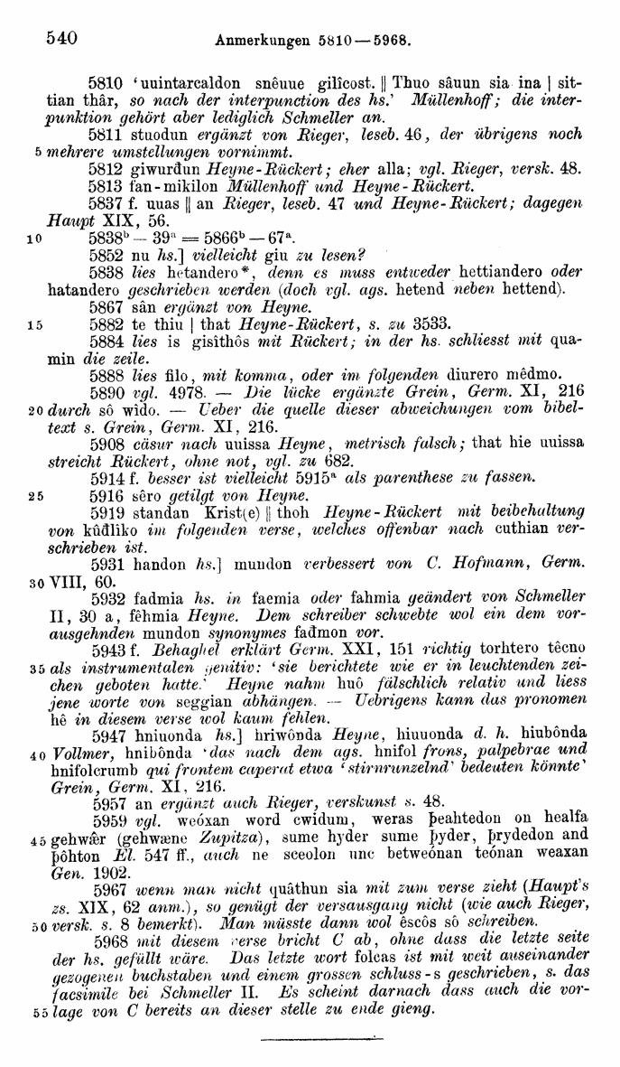 HELIAND herausgegeben von Eduard Sievers (1878) p.  540.