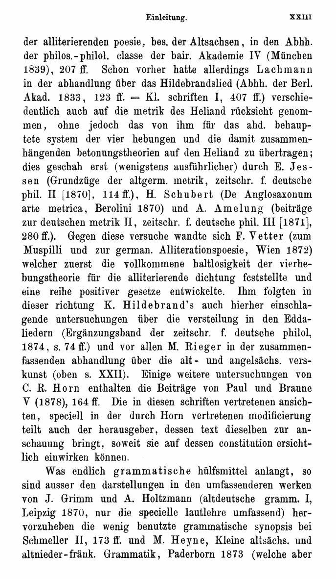 HELIAND herausgegeben von Eduard Sievers (1878) p.  xxiii.