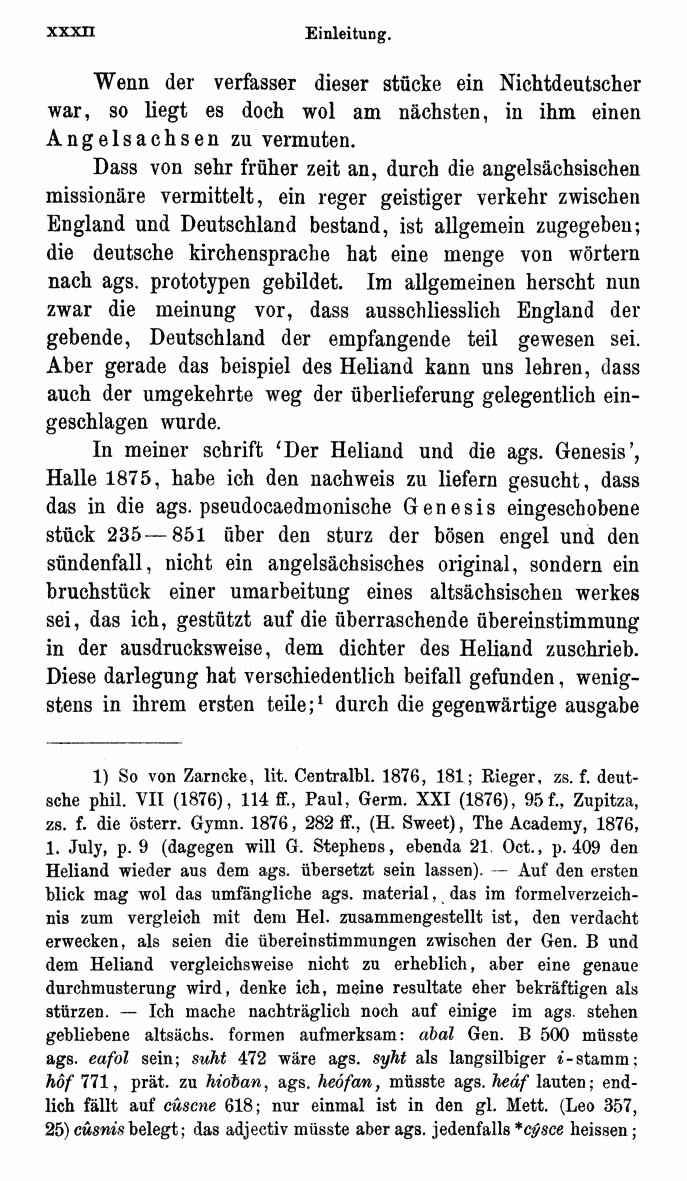 HELIAND herausgegeben von Eduard Sievers (1878) p.  xxxii.