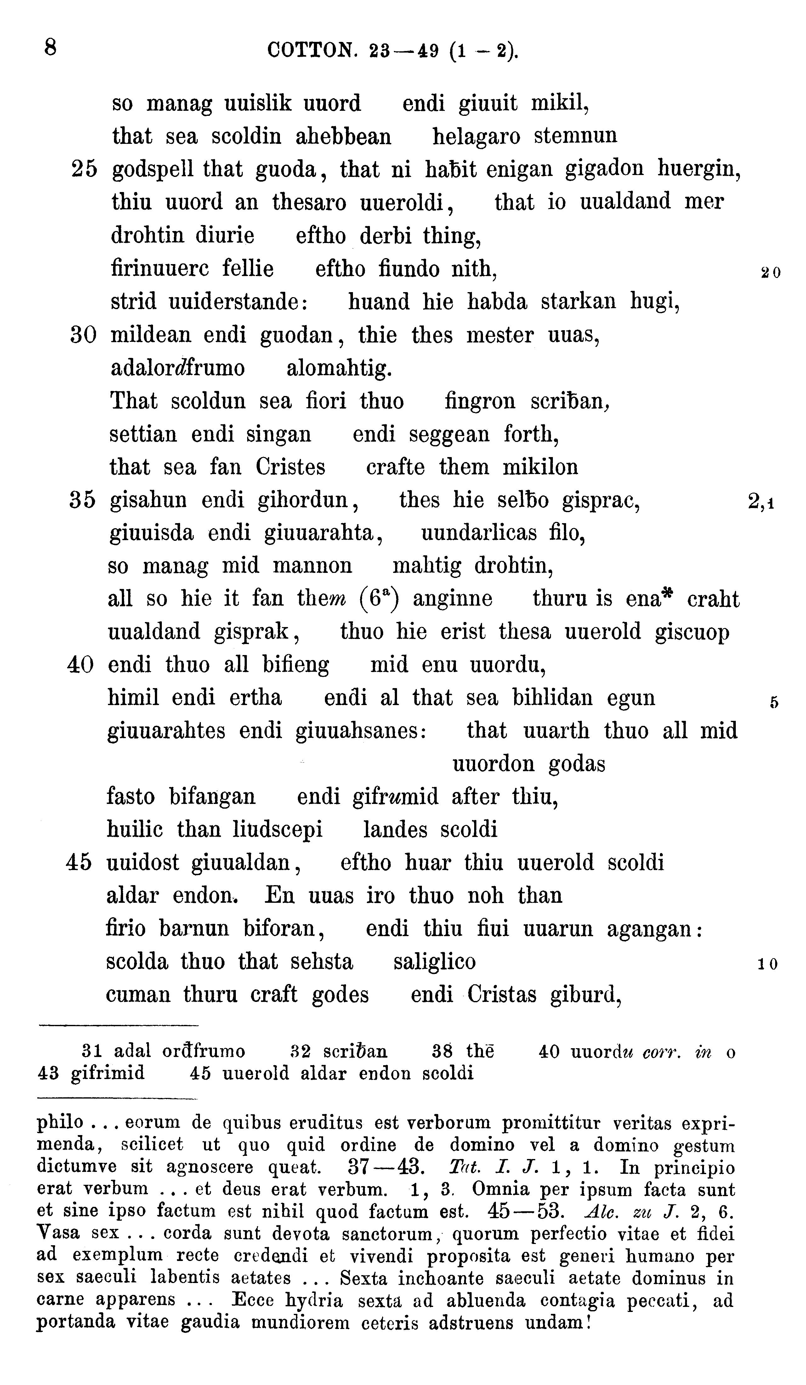 facsimile image (Sievers 1878, p. 8)