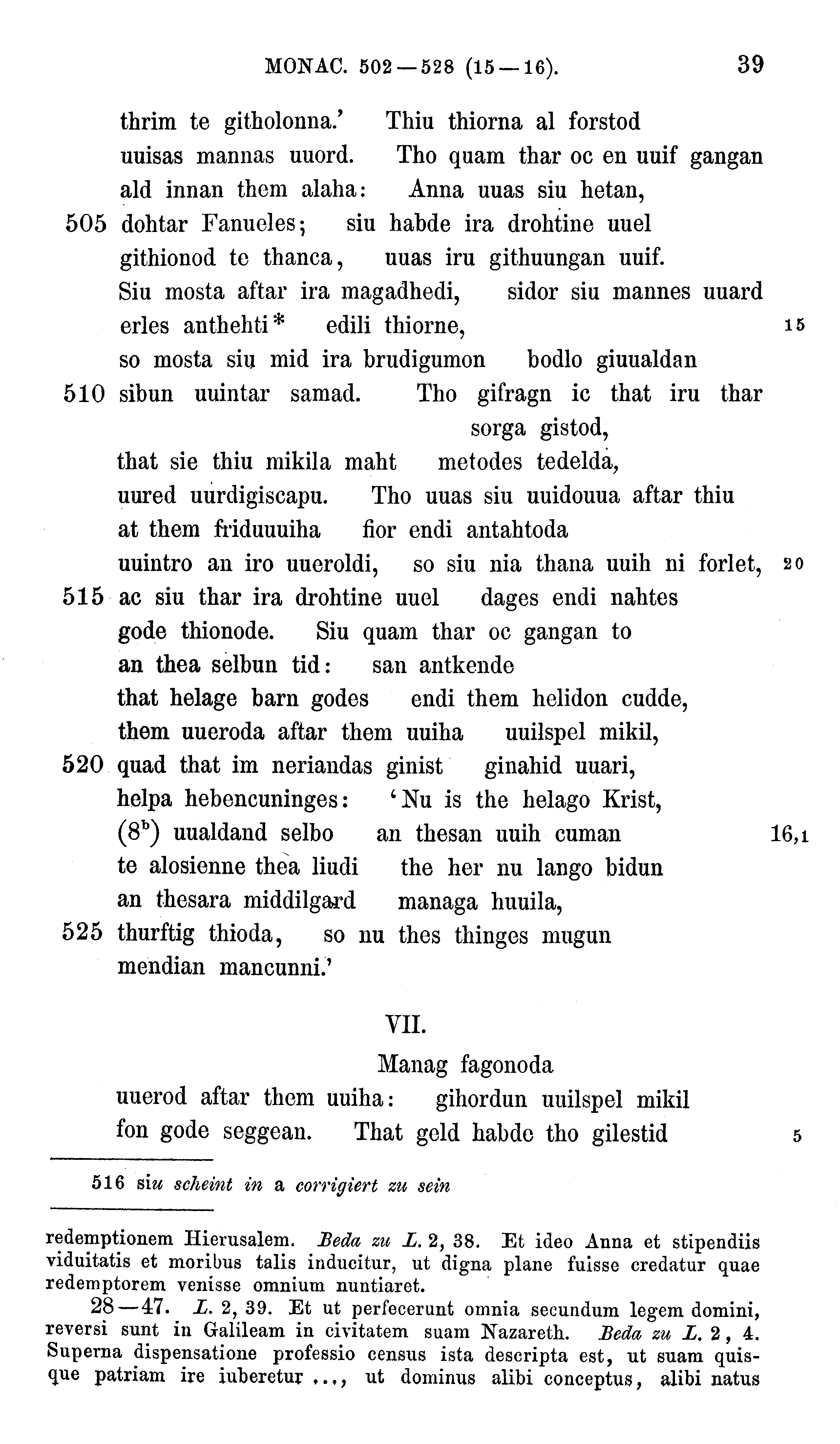 facsimile image (Sievers 1878, p. 39)
