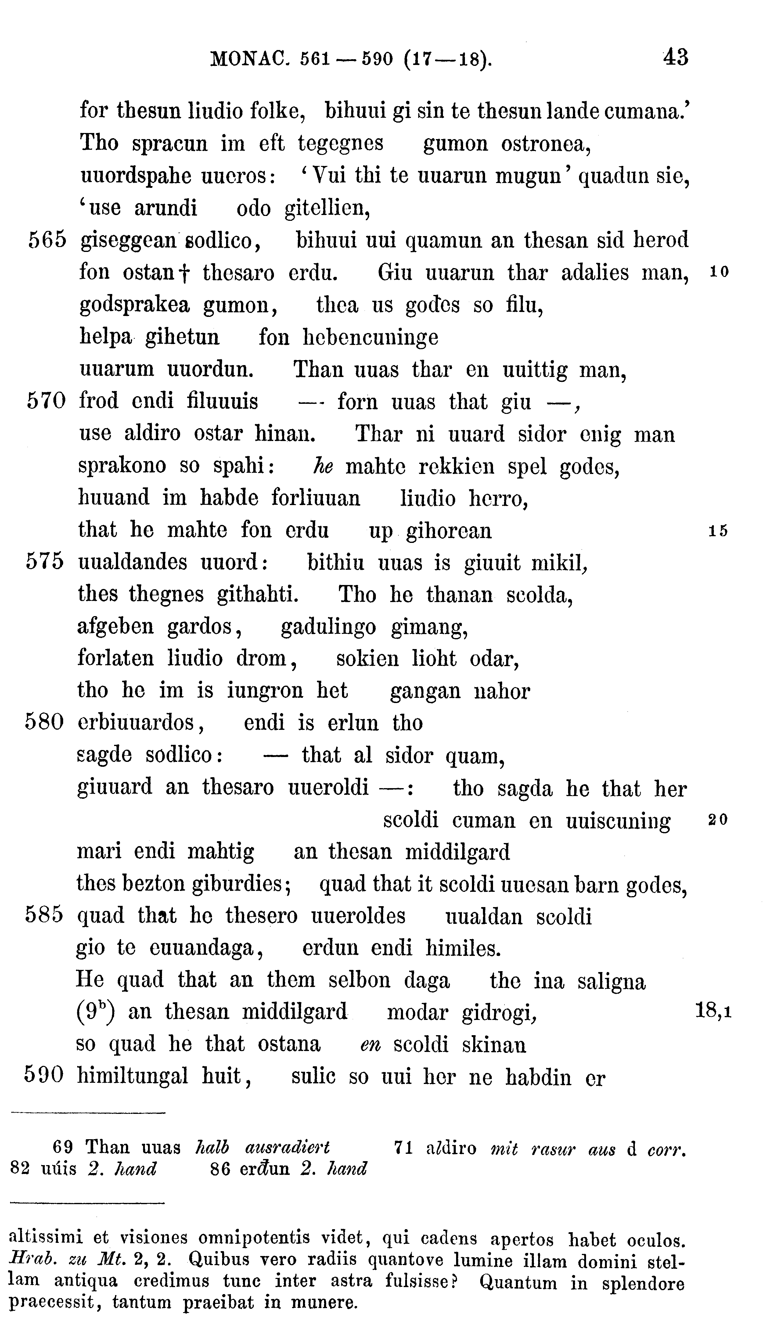 facsimile image (Sievers 1878, p. 43)