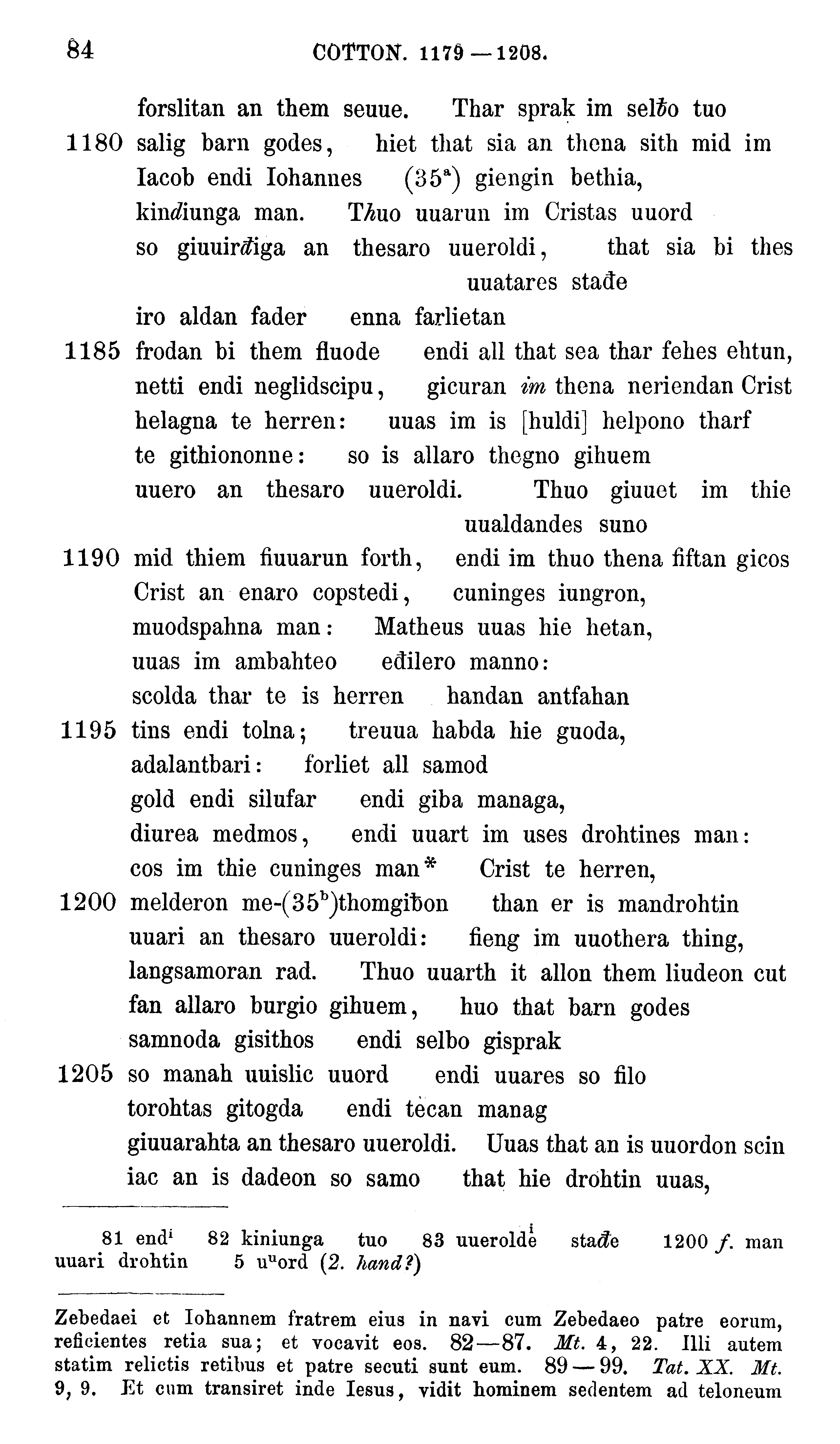 facsimile image (Sievers 1878, p. 84)