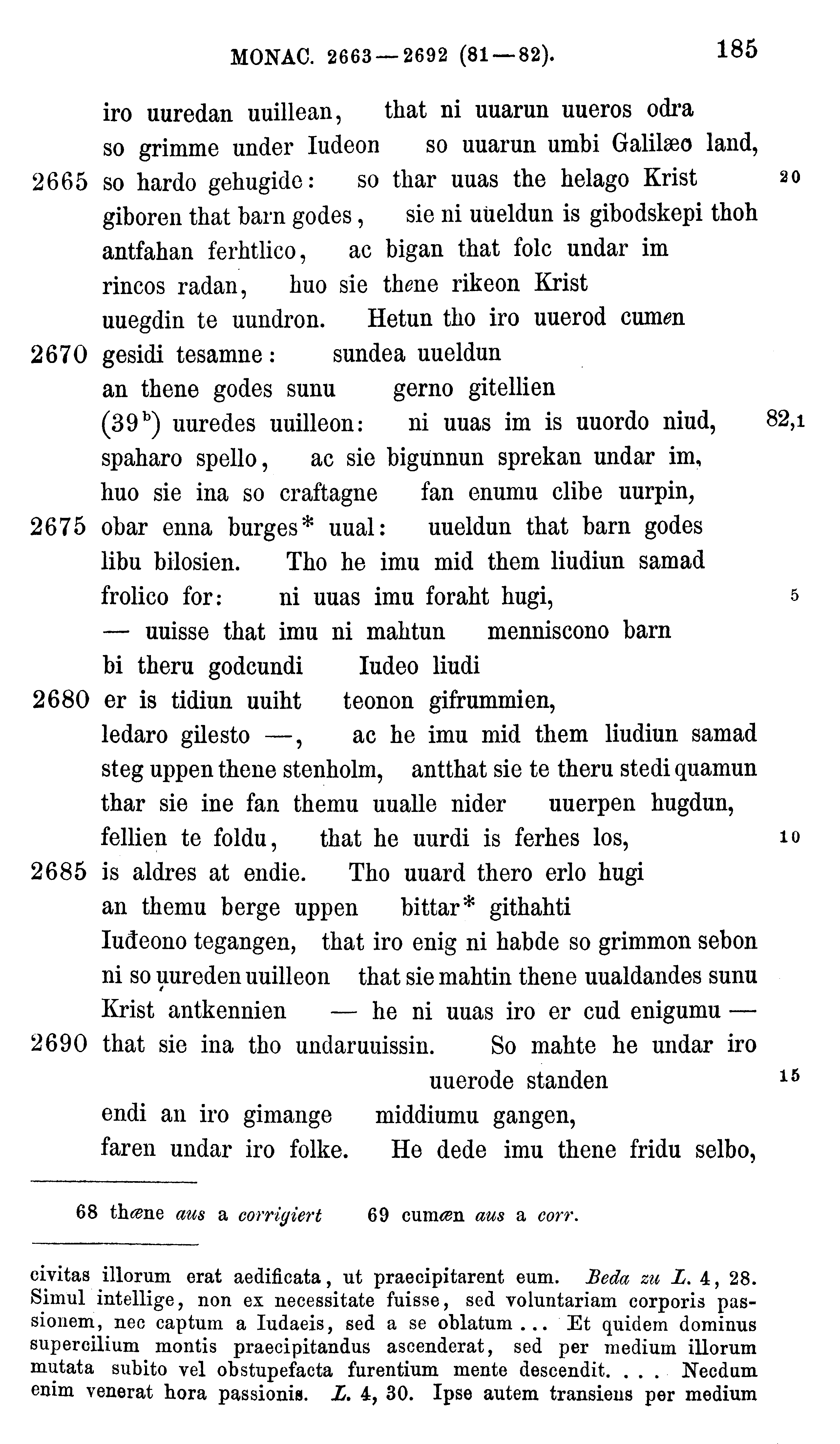 facsimile image (Sievers 1878, p. 185)