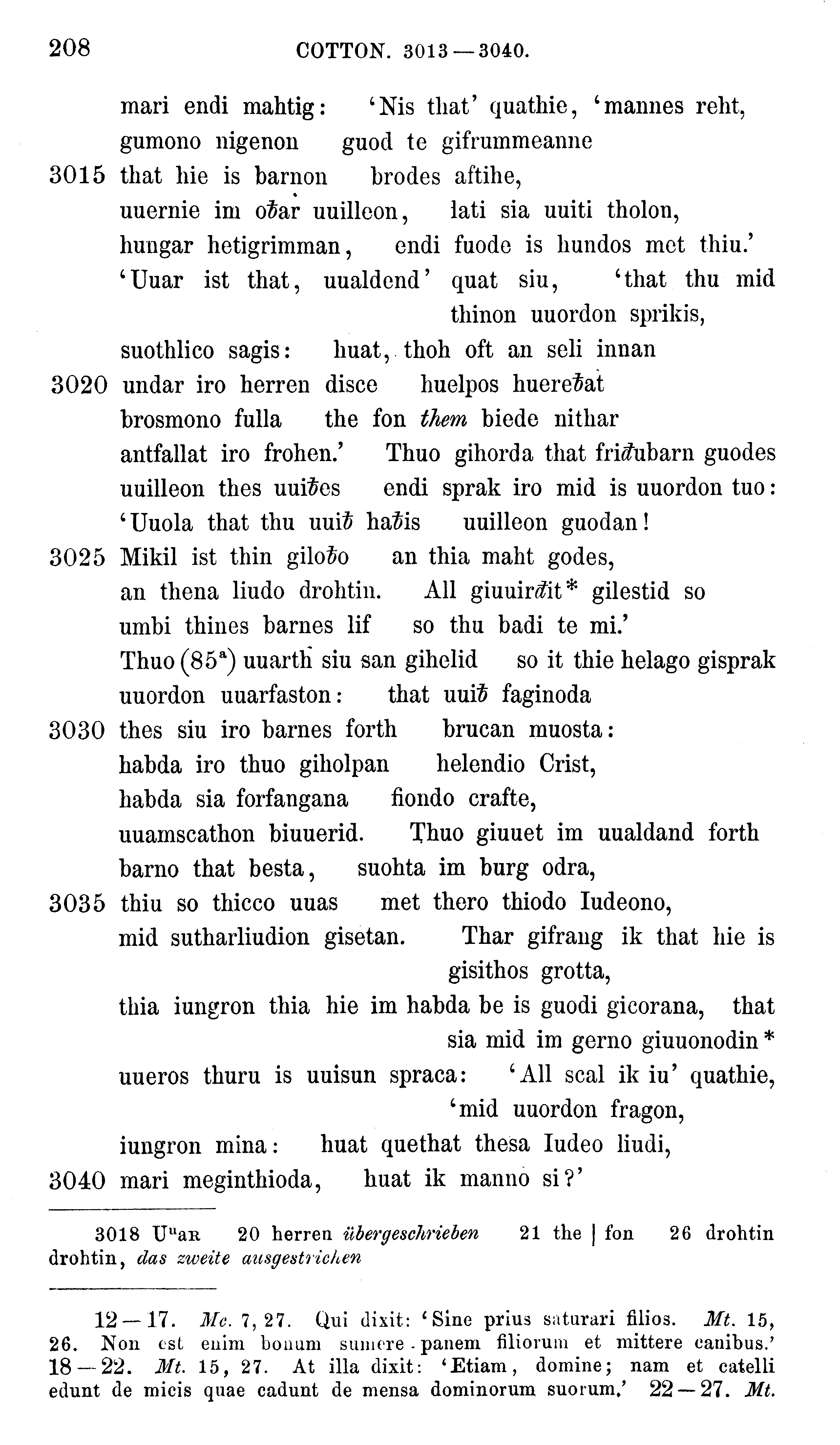 facsimile image (Sievers 1878, p. 208)