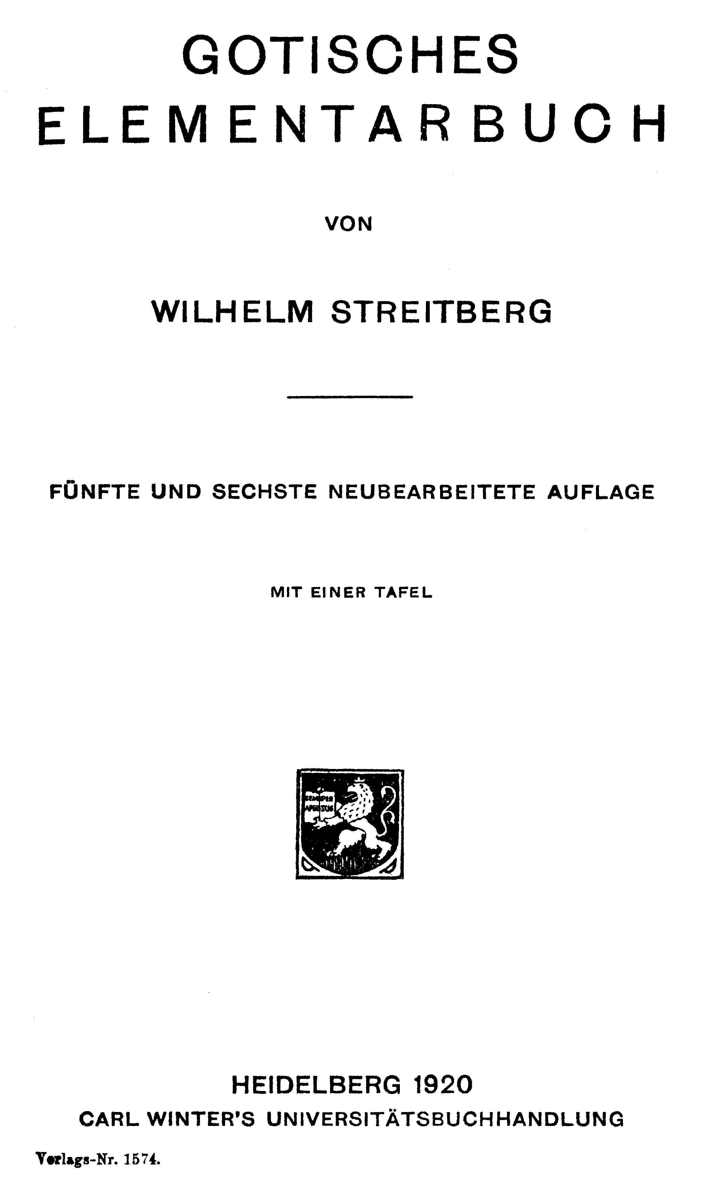 facsimile image (Streitberg 1920, p. iii)
