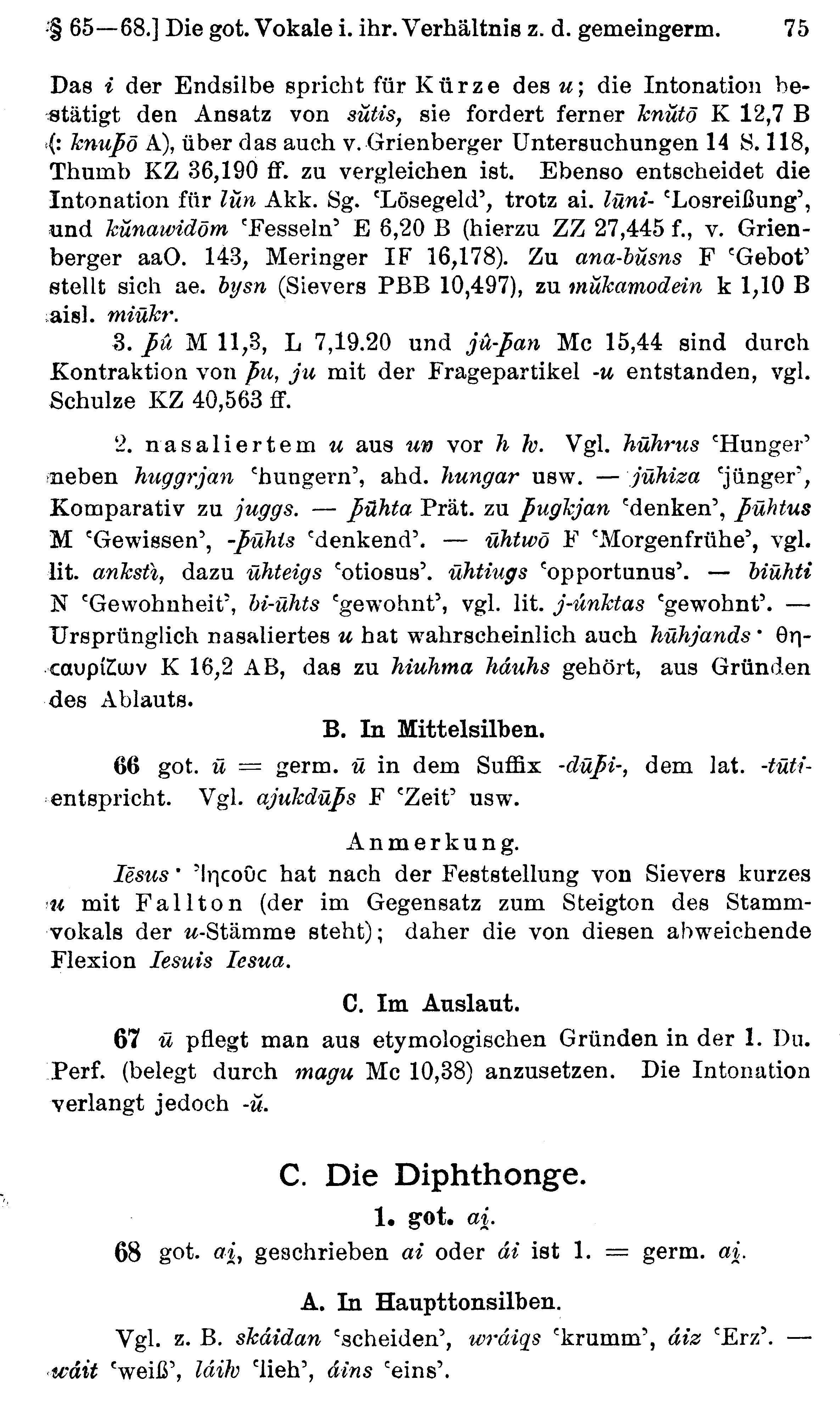 facsimile image (Streitberg 1920, p. 75)
