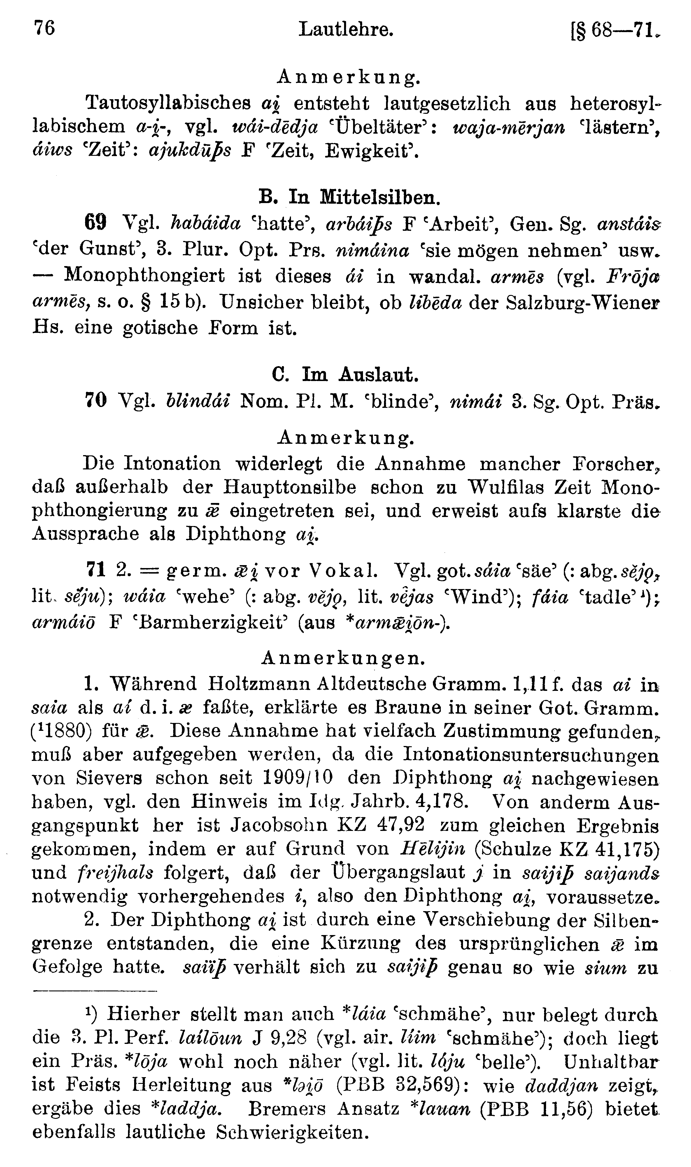 facsimile image (Streitberg 1920, p. 76)