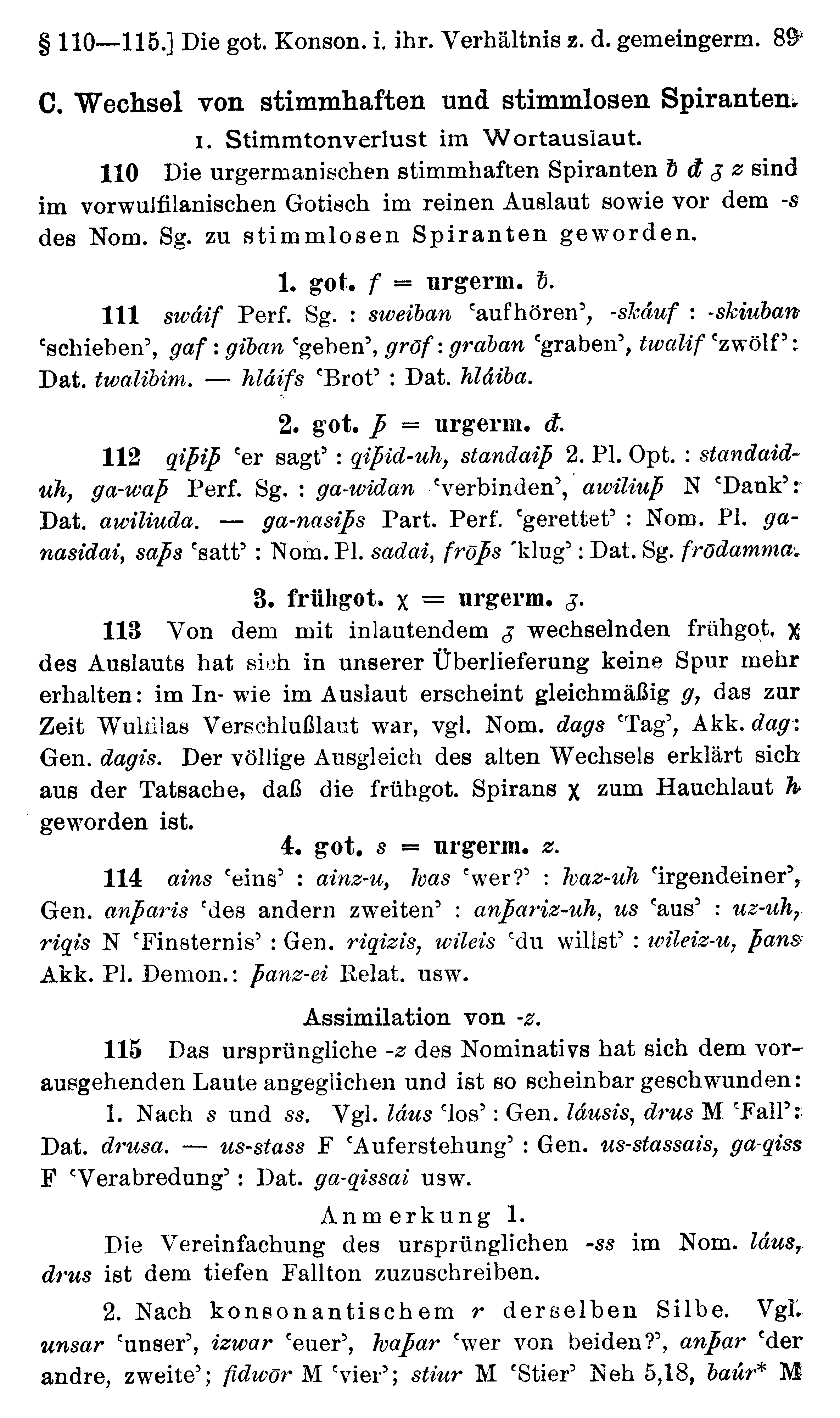 facsimile image (Streitberg 1920, p. 89)