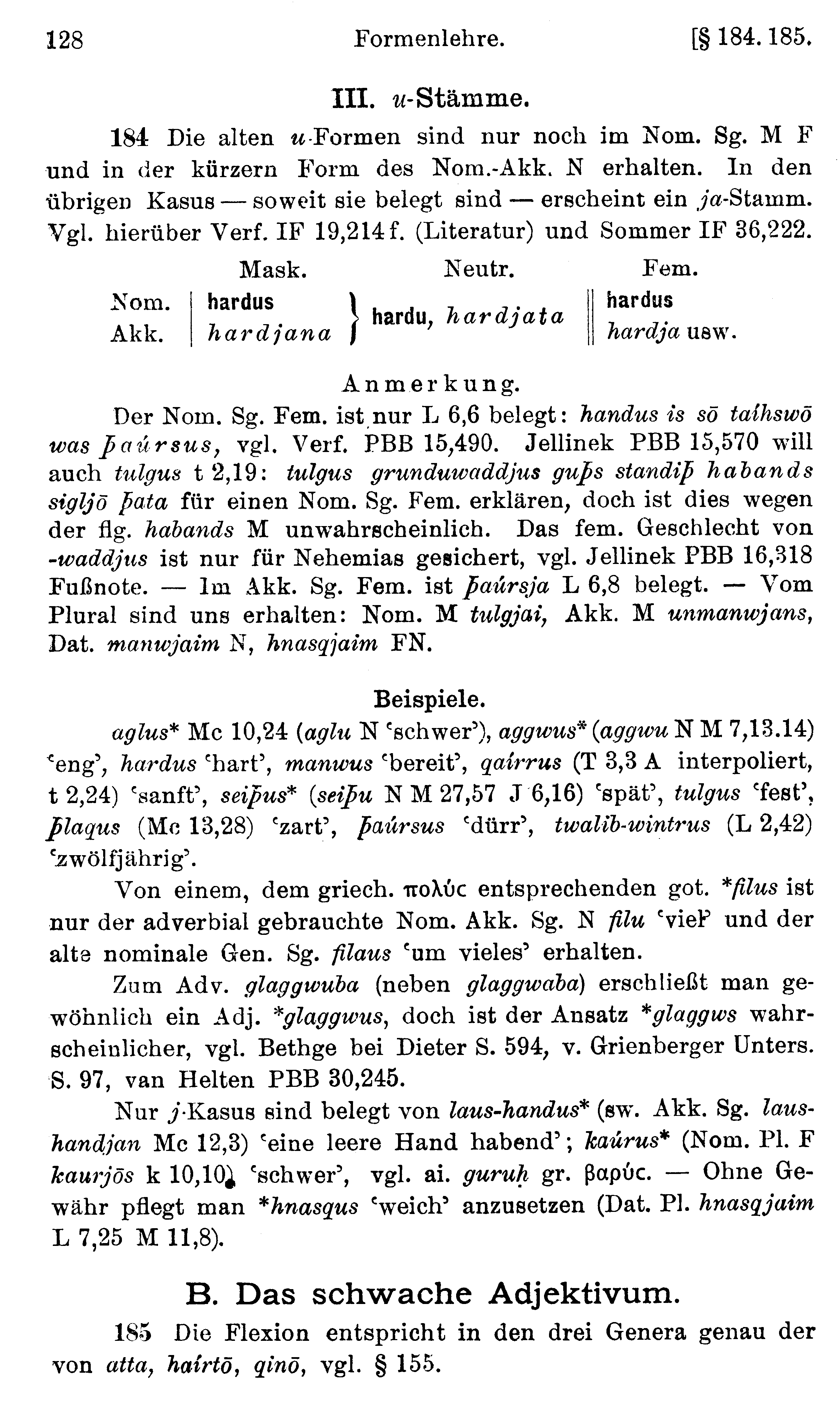 facsimile image (Streitberg 1920, p. 128)