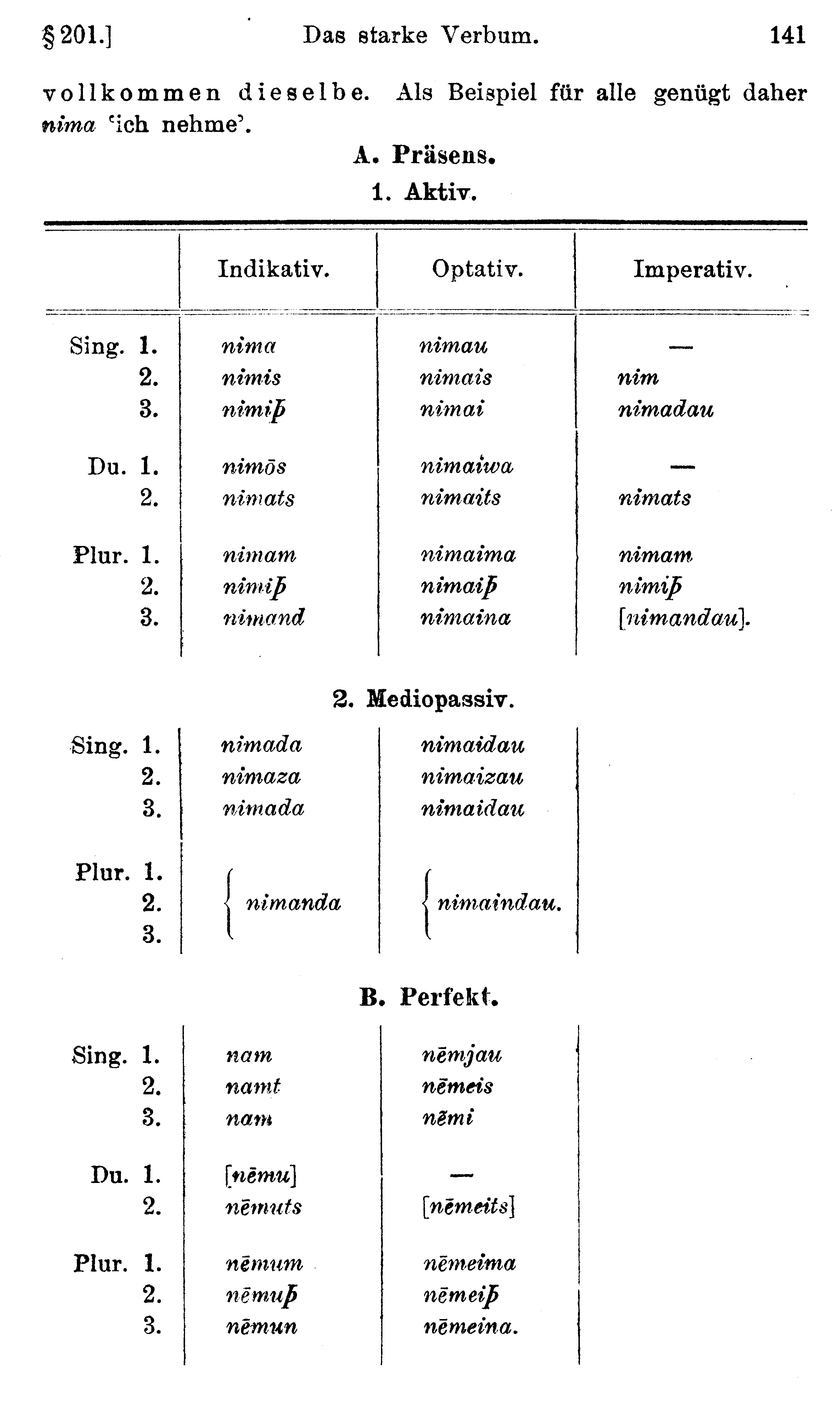 facsimile image (Streitberg 1920, p. 141)