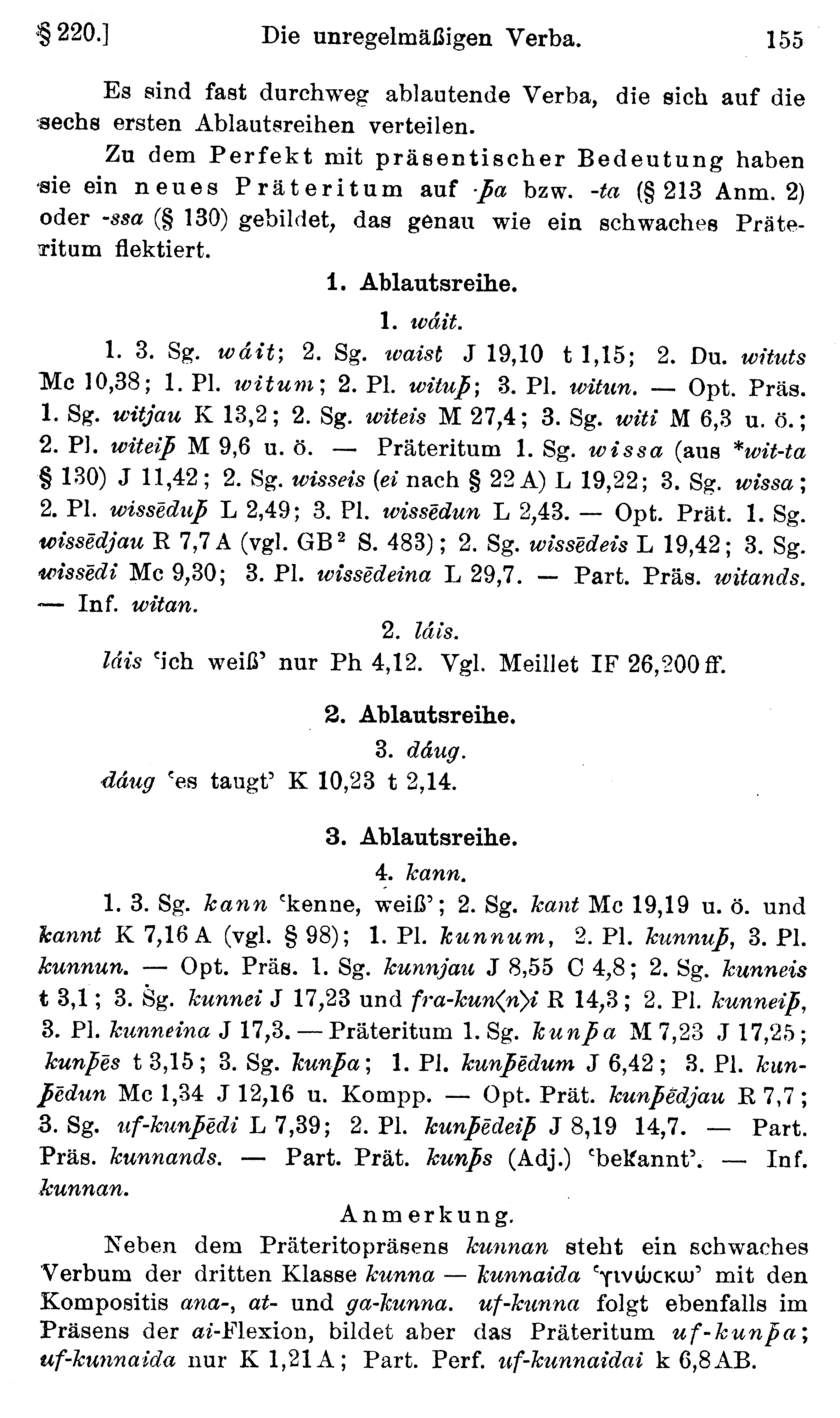 facsimile image (Streitberg 1920, p. 155)