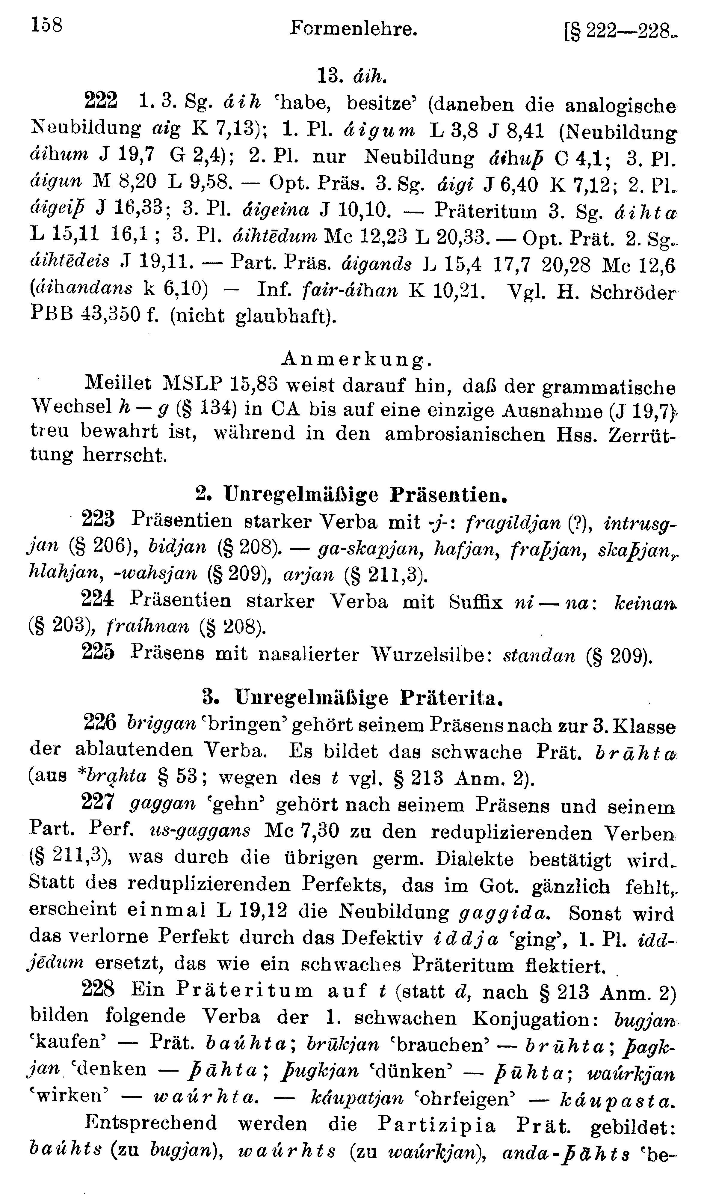 facsimile image (Streitberg 1920, p. 158)