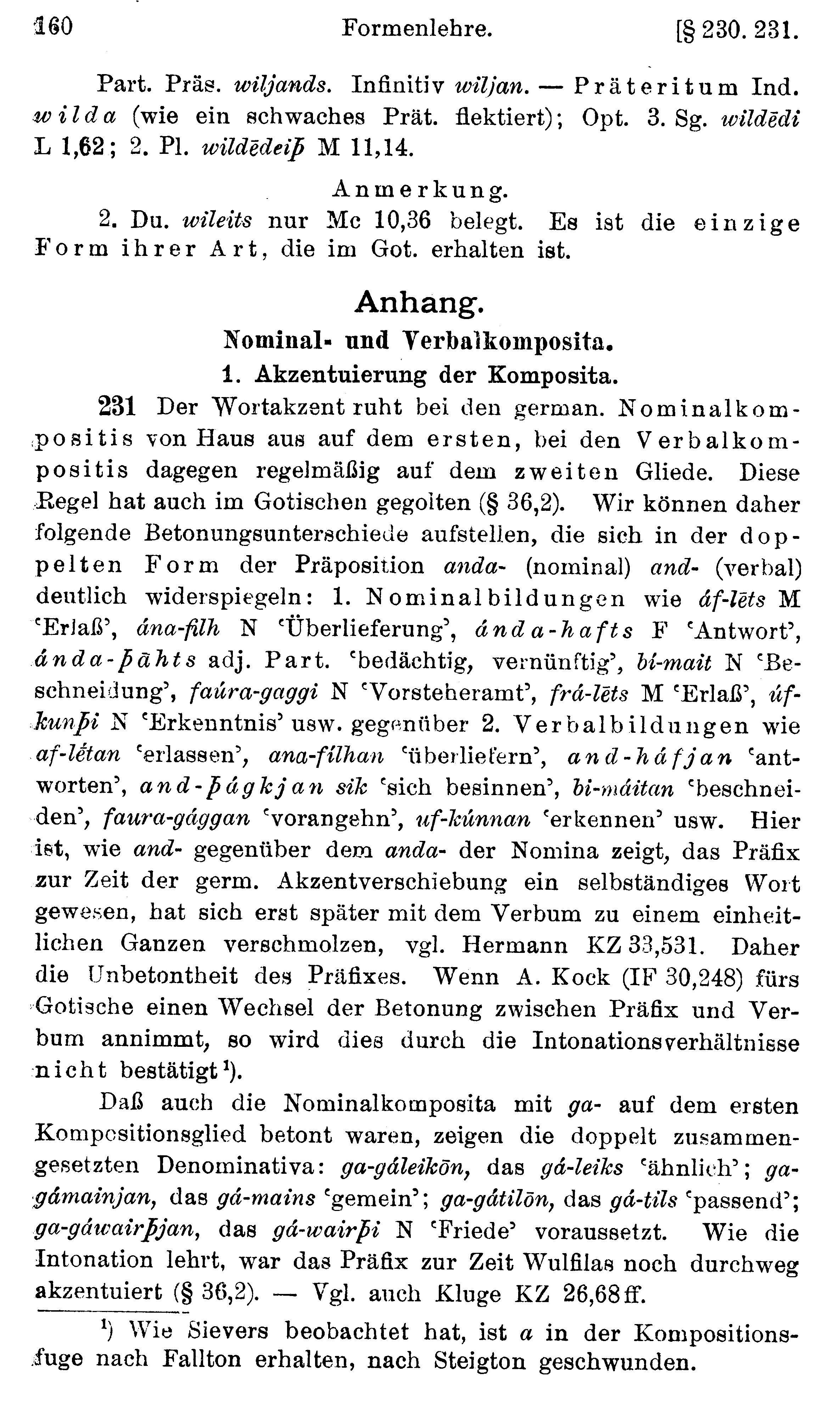 facsimile image (Streitberg 1920, p. 160)